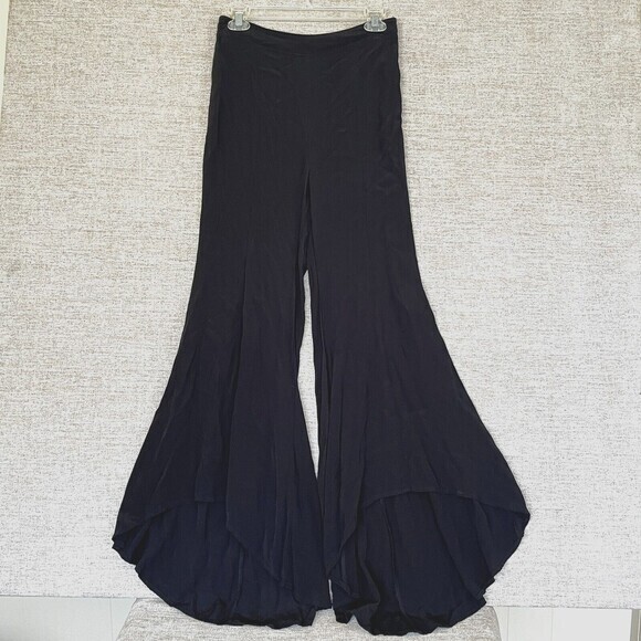 Honey Punch High-Low Flare Trousers Womens S Black High-Rise Pants Side‎ Zip - Picture 1 of 10